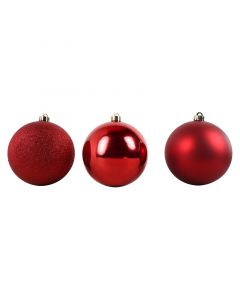 SET 3 ESFERAS NAVIDEÑAS ROJO DISEÑOS VARIADOS 20 CM
