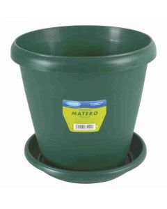 Maceta Elegance verde con plato 15 cm