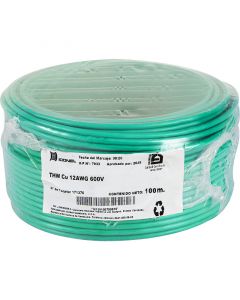 Rollo cable thw 12 awg verde 100m