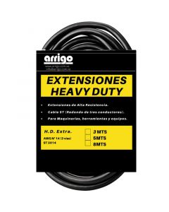 Ext. hd st 3x14awg, 1 toma hembra, negro 3mts