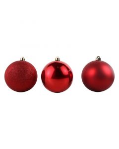 SET 3 ESFERAS NAVIDEÑAS ROJAS DISEÑOS VARIADOS 15 CM