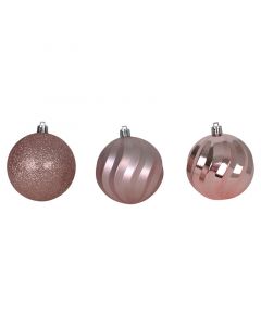 Set 6 esferas navideñas oro rosa 8 cm