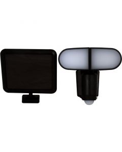 Reflector led solar exterior negro sensor movimiento 8 W