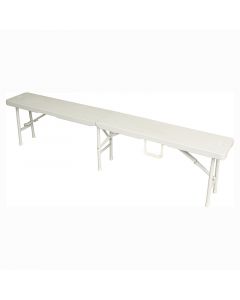 Banca plegable blanco 43 x 25 x 180 cm capacidad 500 kgs