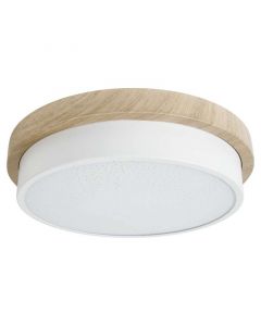 Lámpara  Led techo base madera aro blanco 24w