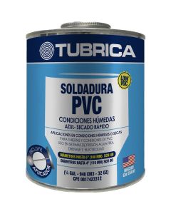 Pegamento para soldar PVC condiciones húmedas 1/64 gal