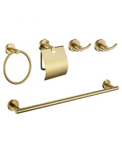 Set 5 accesorios para baño dorado cepillado Aqua Nuova Deluxe