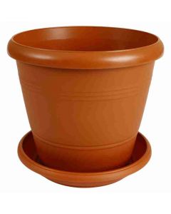 Maceta Elegance terracota con plato 15 cm