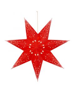 Adorno tipo estrella papel navideño roja 40 x 40 x 11 cm