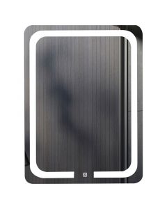 Espejo rectangular LED 80 x 60 cm borde escarchado