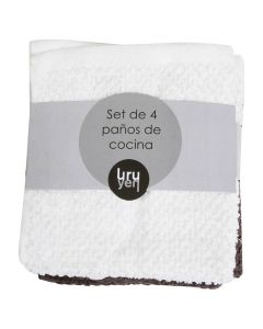Set 4 toallas de cocina gris y blanco 30 x 30 cm