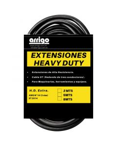 Ext. hd st 3x14awg, 1 toma hembra, negro 5mts