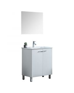 Mueble para baño Argelia MDF 86 x 60 x 46 cm blanco incluye lavamanos y espejo