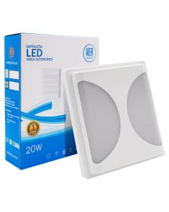 Vapoleta led rectangular blanca 2 lunas 20 W 90-265 V 6.500 K