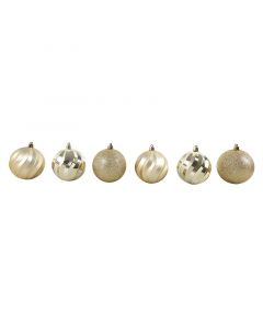 SET 6 ESFERAS NAVIDEÑAS ORO DISEÑOS VARIADOS 8 CM