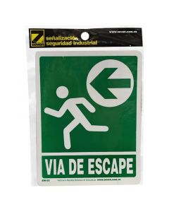 Rótulo: "Vía de escape izquierda" 19,5 x 25 cm