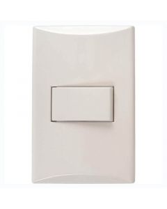 Interruptor sencillo línea plata color marfil