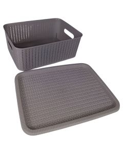 CANASTA CON TAPA 12,5 LITROS GRIS MATE 37,9 CM