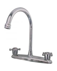 Grifería 8" para fregadero metálico cuello cisne manilla palanca cromado