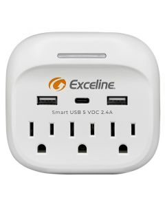 MULTITOMA CON SUPRESOR DE PICOS 3 RECEPTÁCULOS 3 PUERTOS USB C Y A EXCELINE