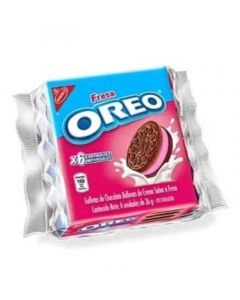 Galleta Oreo sabor chocolate rellena de crema de fresa paquete 6 uds (36 g c/u)