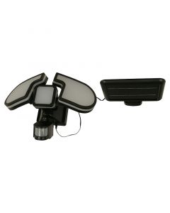 Reflector led solar exterior negro sensor movimiento 12 W