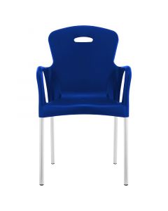 SILLA ROMA POLIPROPILENO PATAS METÁLICAS AZUL ALFA HOGAR