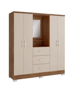 Ropero fijo MDF freijo con espejo 55 x 195 x 9,7 cm