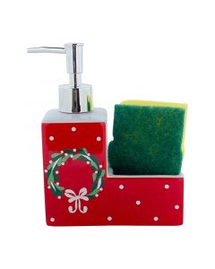 DISPENSADOR JABÓN NAVIDEÑO CON ESPONJA 13 X 6.1 X 16.5 CM