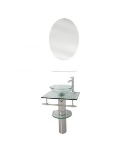Mueble baño ovalado vidrio espejo-repisa