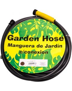 Manguera negra jardín conexión plástica ½" x 20 m