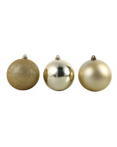 SET 3 ESFERAS NAVIDEÑAS ORO DISEÑOS VARIADOS 15 CM