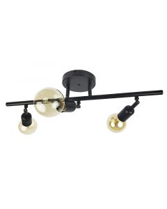 Plafón vintage Sirius negro 3 luces E27 alimentación eléctrica 03119