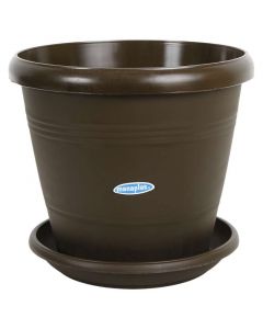 Maceta Elegance marrón con plato 20 cm