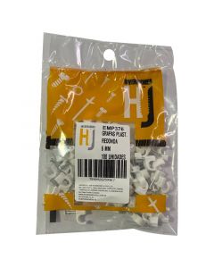 Grapa redonda plástica 6 mm blanca 100 uds