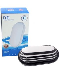 VAPOLETA LED 20W OVALADA T/PESTAÑA NEGRA 6500K 90-265V