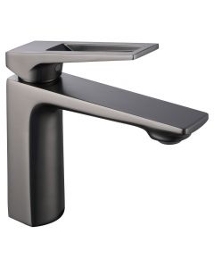 Grifo lavamanos monomando cuello bajo gris gunmetal