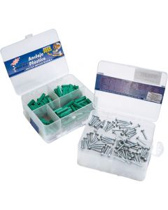 Caja de ramplug verde 100 piezas y tornillos 100 piezas
