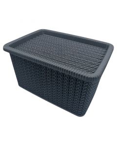 CANASTA CON TAPA 20 LITROS NEGRO MATE 38 CM