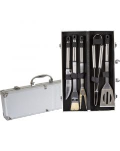 Set de 5 utensilios parrilleros de acero inoxidable