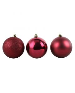 SET 3 ESFERAS NAVIDEÑAS VINO DISEÑOS VARIADOS 15 CM
