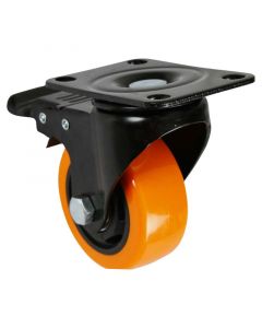 Rueda 3" naranja 004 base plana con freno