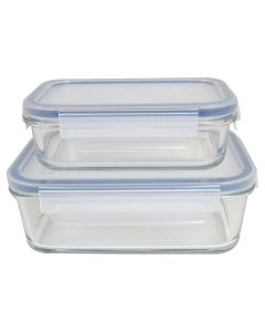 Set 2 contenedor vidrio refractario 400 ml y 900 ml