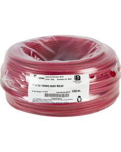 Cable thw, 12 awg rojo, 100 m