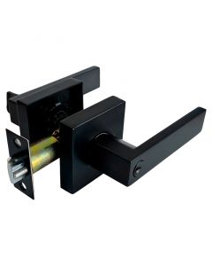 Cerradura manilla cuadrada recta premium aleación de zinc negra brillante