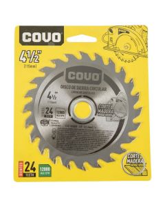 DISCO SIERRA CIRCULAR CORTE FINO 4½" PARA MADERA 24 DIENTES COVO