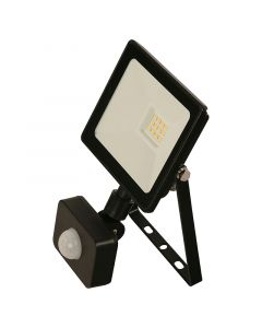 Lámpara reflectora negra alámbrica exterior led 10w neutra con sensor de movimiento general lighting