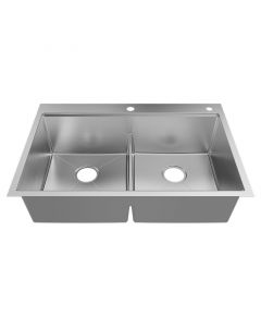 Fregadero todo en uno acero inoxidable montaje dual 2 bateas 83 x 56 cm Aqua Nuova Deluxe