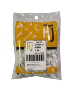 Grapa redonda plástica 10 mm blanca 100 uds