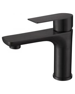 Grifo lavamanos monomando cuello bajo acero inoxidable negro mate